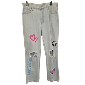 S.O.N.G. 90s Junior‎ 13/31 Y2J Boyfriend Jeans Hi Rise Distressed Denim Hip Hop